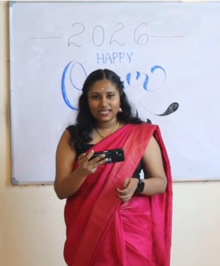 Solo Onam song performance by a student at Treneywann hospital administration training institute, Vyttila, Kochi